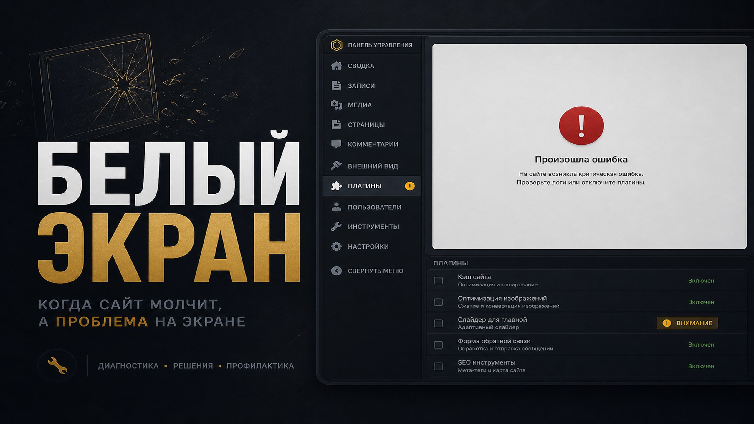 Белый экран и ошибка 500