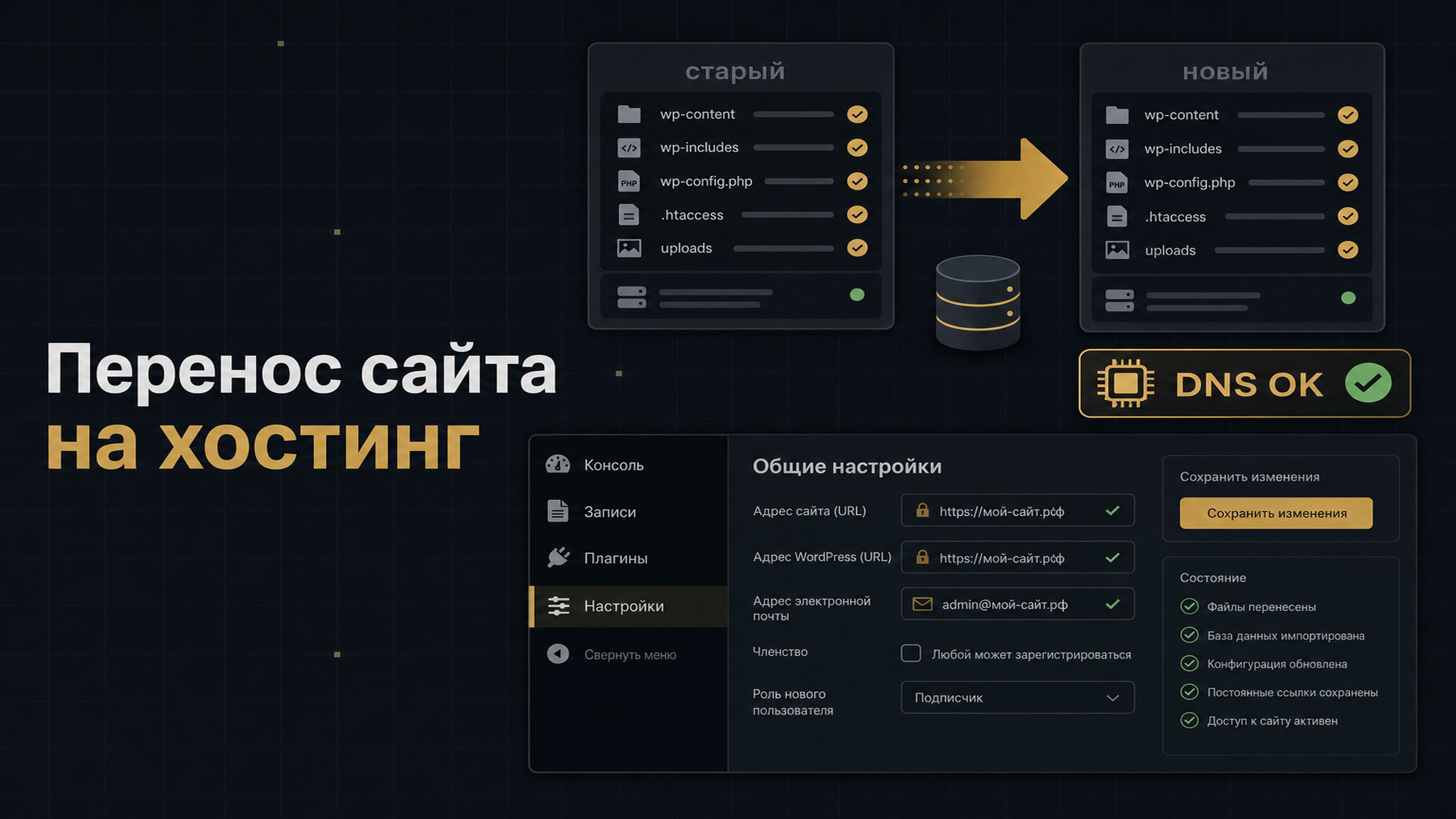 Перенос сайта WordPress на другой хостинг