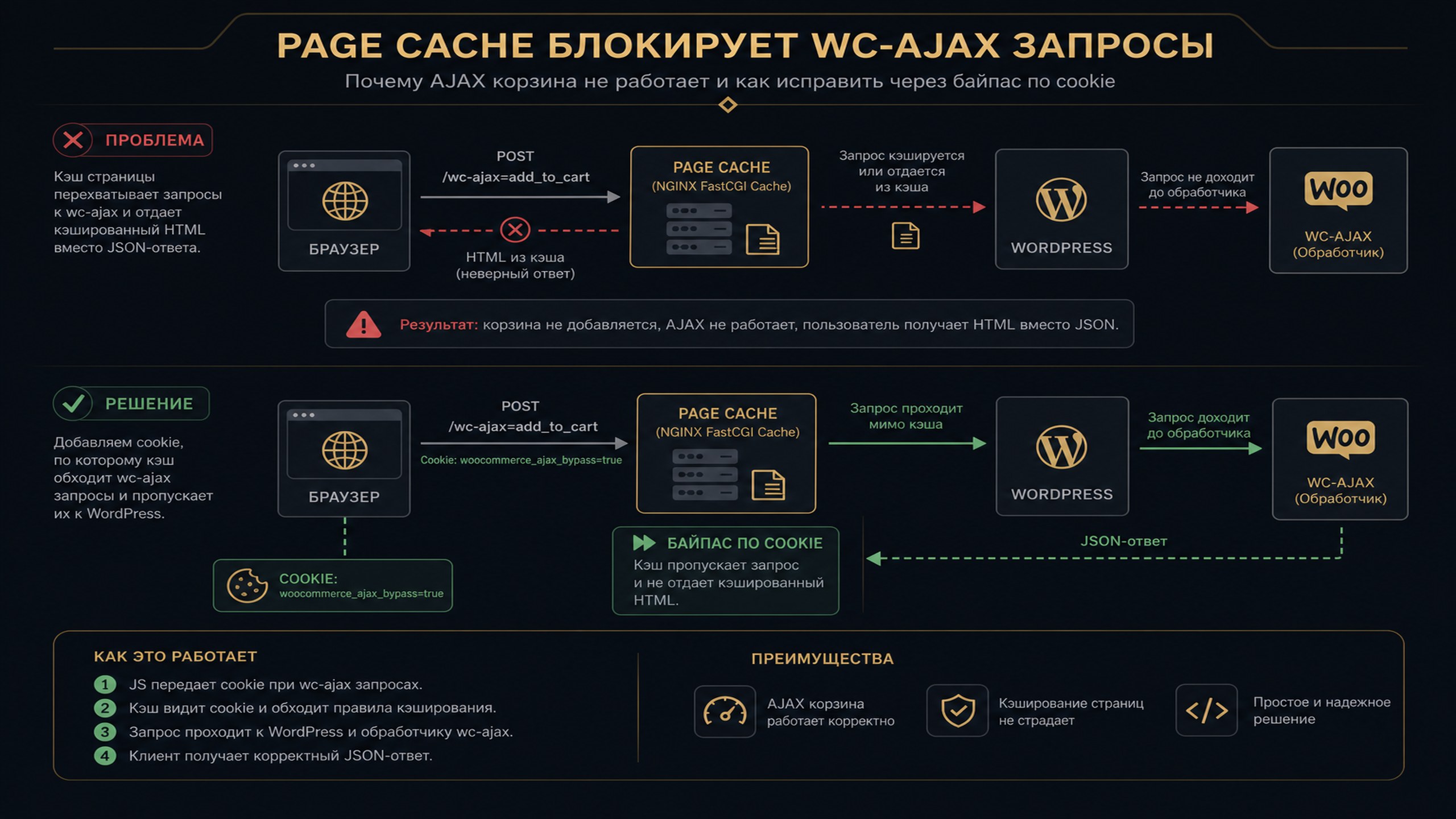 Схема: кэш и корзина WooCommerce