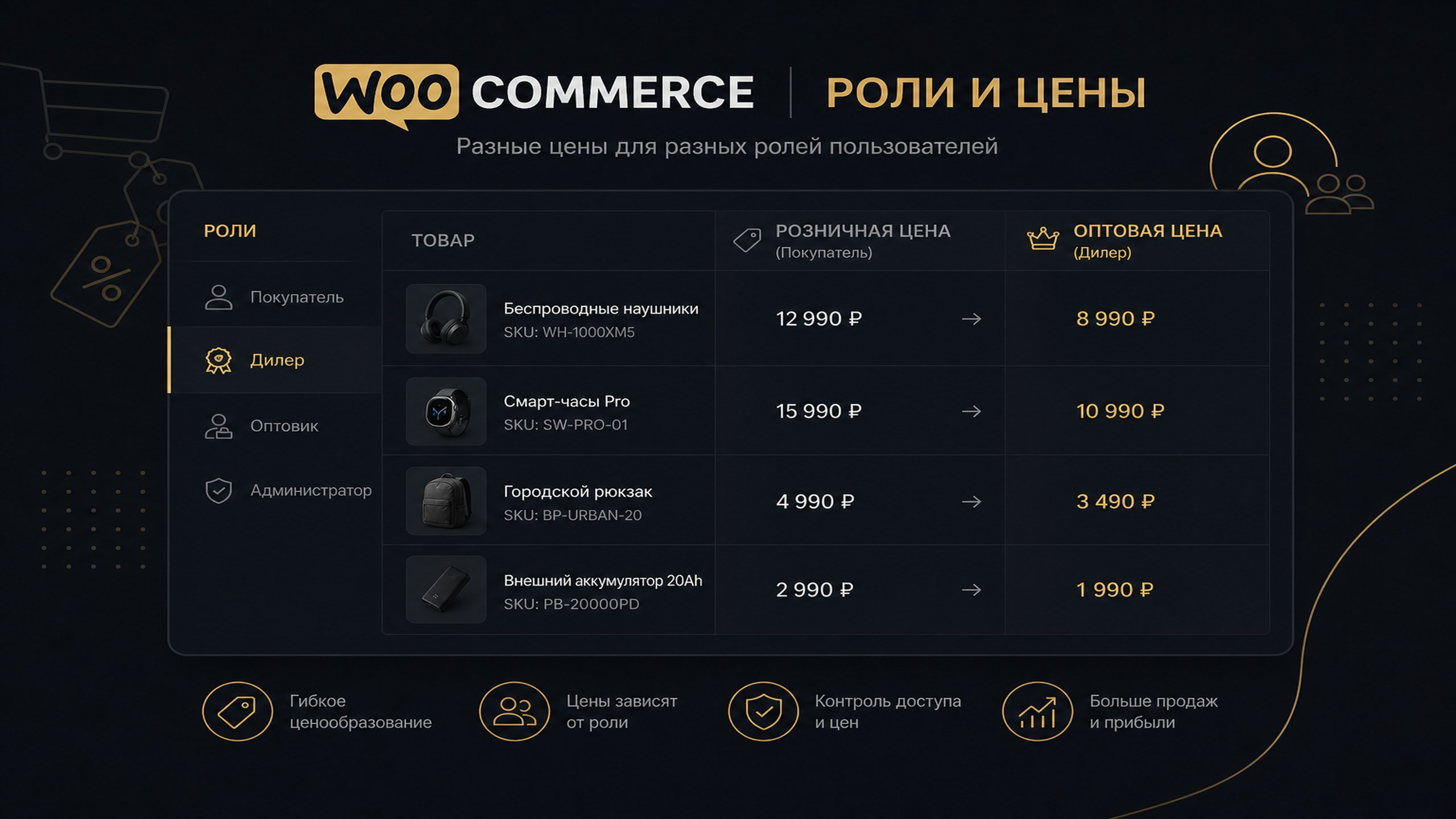 Оптовые цены WooCommerce для ролей дилеров